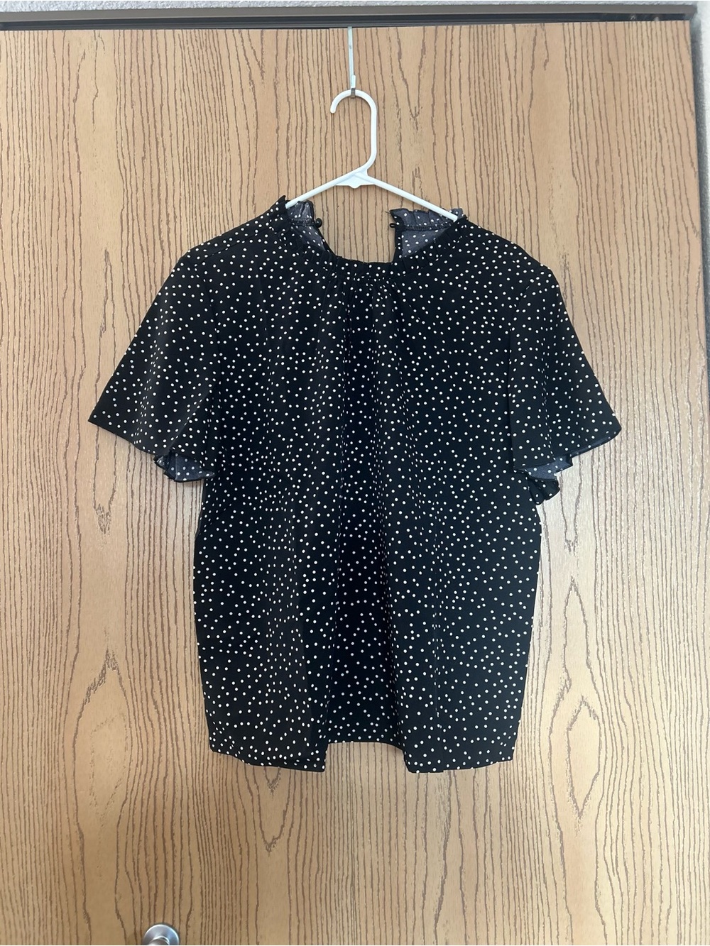 Black Polka Dot Short Sleeve Blouse - Classic Women's Top